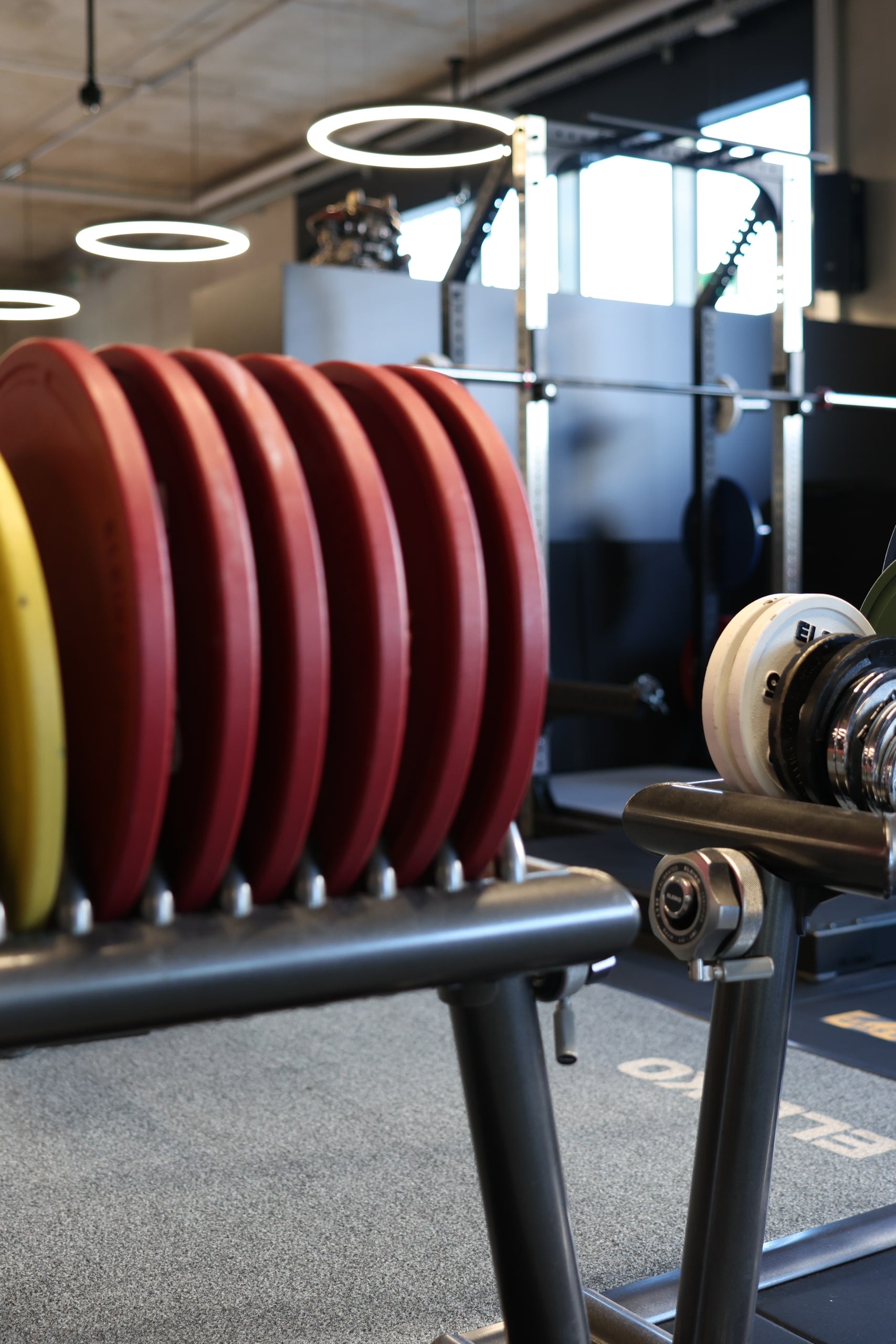 Eleiko competition plates on the ELEVATE gym floor